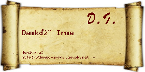 Damkó Irma névjegykártya